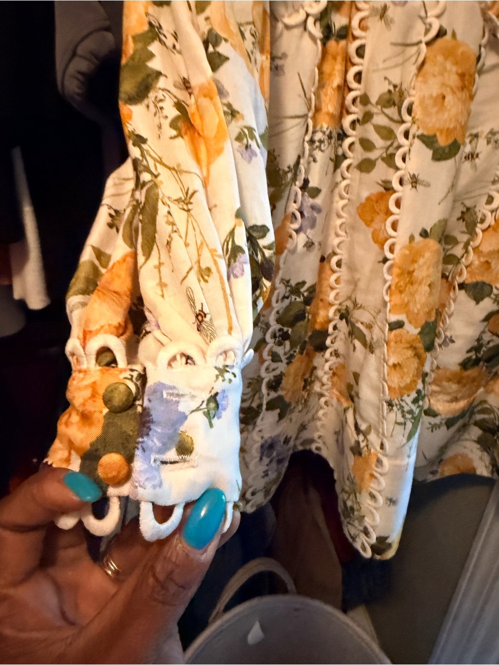 BHLDN Yellow Floral Mini Dress with Purple Accents - Picture 3 of 8